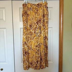 Anthropologie CECILIA PETTERSSON Pull-On Floral Leaf Print Wide Leg Pants